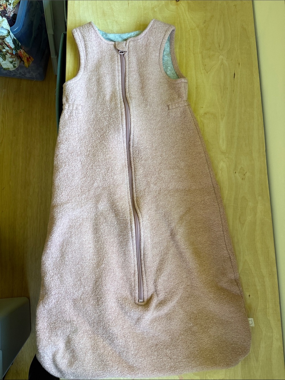 Cozy Pink Wool Zippered Sleep Sack